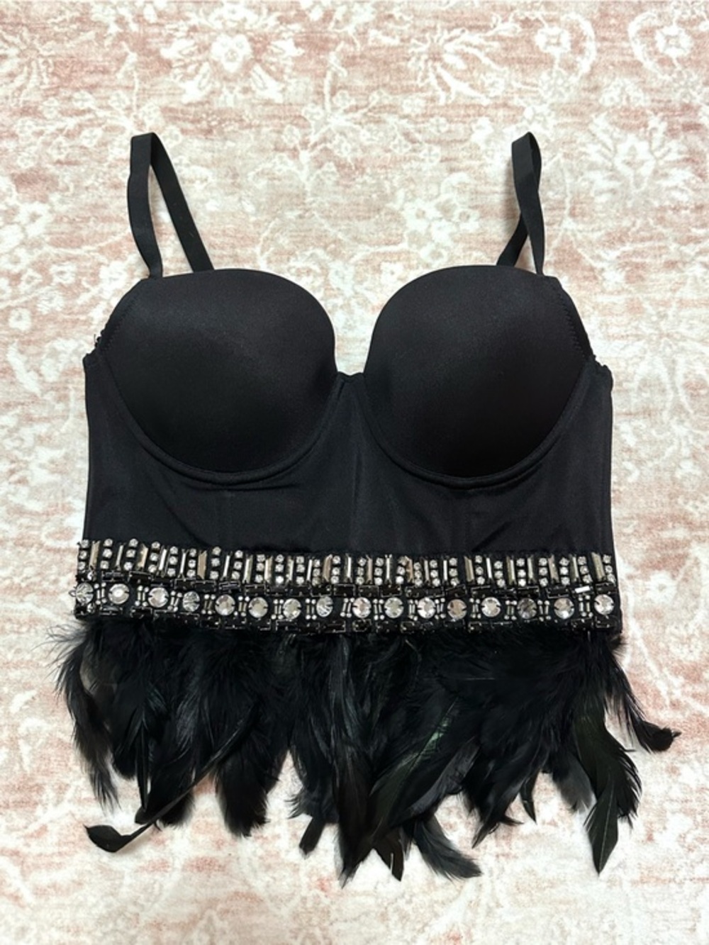 Vintage BEBE ✨Crystal & Feather Corset Top - Picture 1 of 11